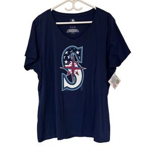 Seattle Mariners Genuine MLB Women's 2XL Navy Blue Logo‎ T-Shirt New With Tags